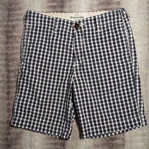 Abercrombie Kids Blue/white Plaid Bermuda Shorts - Picture 1 of 6